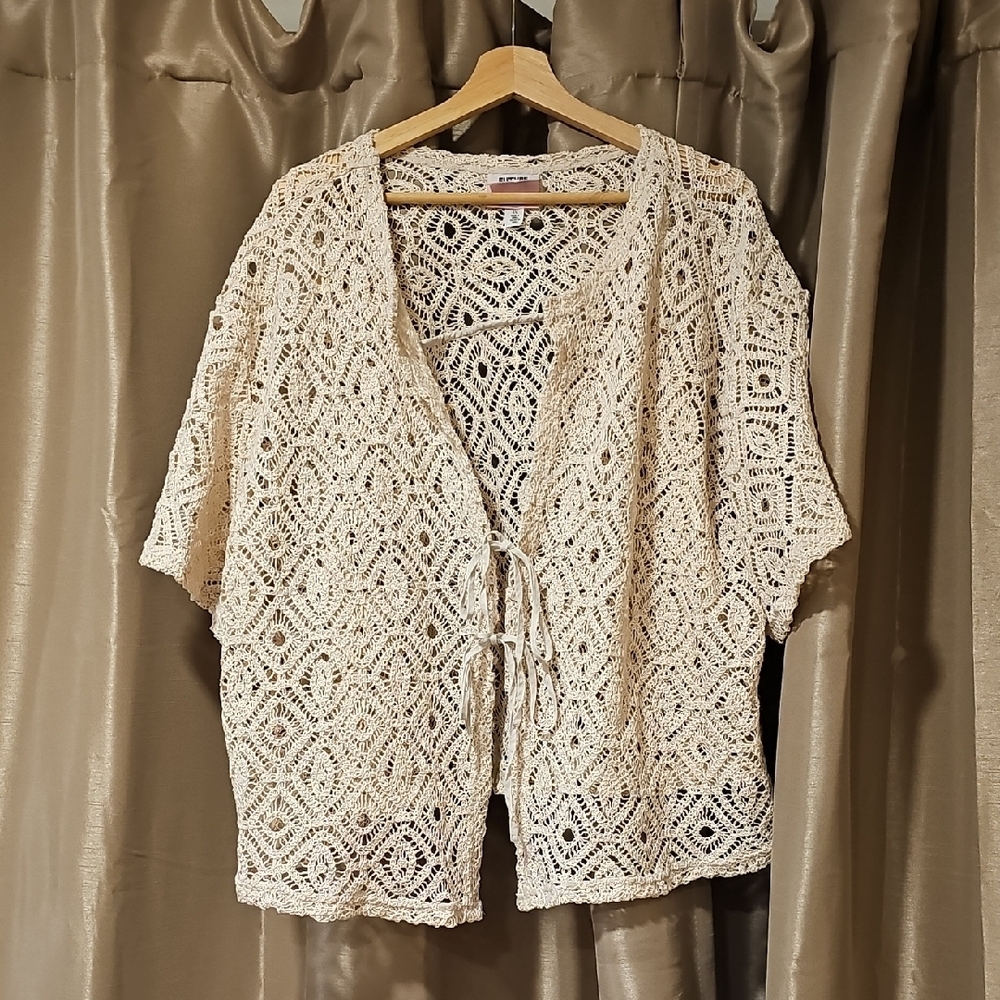 Future Collective Crochet Open-Front Cardigan